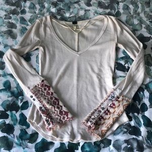 Free People Artist Cuff Thermal Shirt
